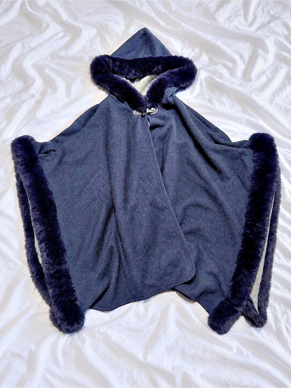 TORRID Hooded Faux Fur Cape Black Cape with Hood